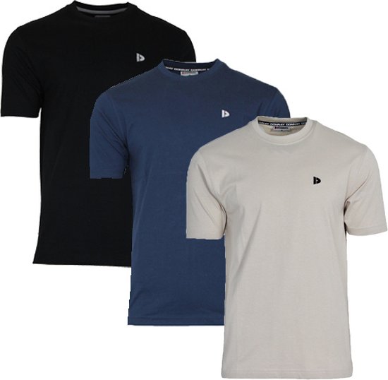 3-Pack Donnay T-shirt (599008) - Sportshirt - Heren - Black/Navy/Sand (550) - maat M