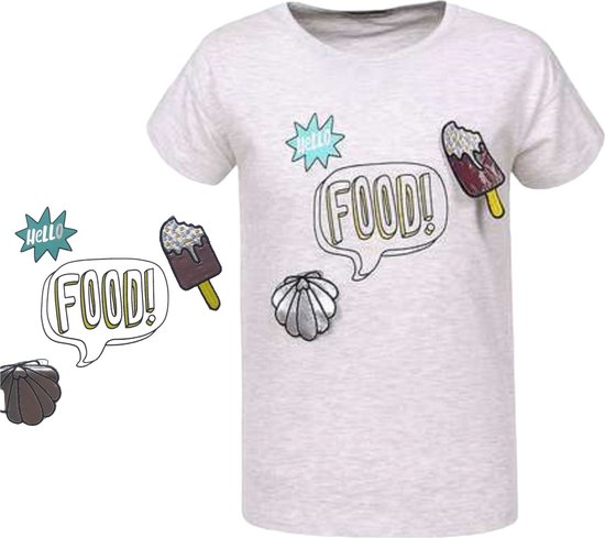 Glo-story t-shirt grijs hello food 158