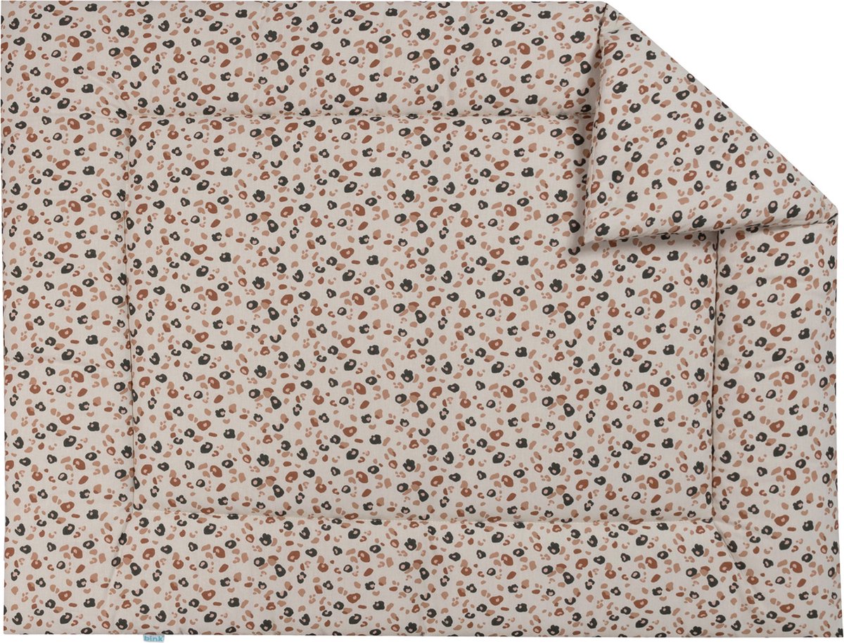 BINK Bedding Boxkleed Leopard 71 x 122 cm - vulling fiberfill 400 grams - speelkleed - tweezijdig - leopardprint - luipaard - panter - zand - caramel - zwart - beige