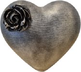LBM Mini urn hart met roos - oud zilver - 450 ml