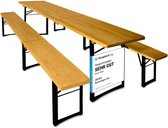 Biertafel - Biertafel Met Banken - 220x50x70 cm - Inklapbaar - Gelakt - Voor Binnen En Voor Buiten - Dennenhout