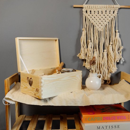 Creative Deco XXL Witte Grote Houten Doos Opbergdoos | 40 x 30 x 24 cm ( /- 1cm) | met Deksel | met Handgrepen | Perfect voor Documenten, Kostbaarheden, Speelgoed en Gereedschap, Kerstmis