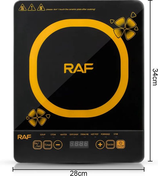 RAF - Inductie kookplaat - Elektrische vrijstaand - inductiekookplaat 1 Pits - 2000W Zwart - Raf