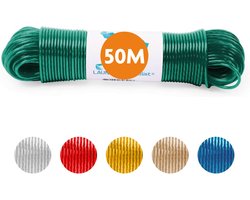 LaundrySpecialist Waslijn - Waslijndraad - Wasdraad - Waslijndraad met stalen kern - 50 meter met stalen kern - Groen