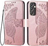 Geschikt voor Samsung Galaxy A35 5G - Magnetisch - 3 kaartsleuven - Portemonnee Book Case Hoesje - Roze