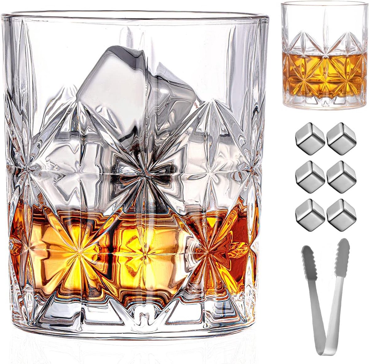 Gepersonaliseerde whiskyglasset met opbergdoos, aangepaste naam initiële whiskyglas houten kist, alcoholcadeau, cadeau voor papa/bruidsmannen/whiskyliefhebber
