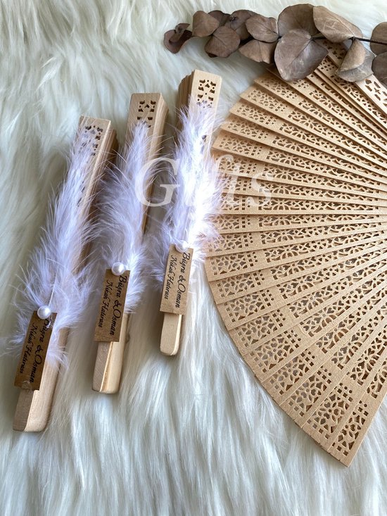 AiRoyal 50 stuks Handwaaier witte waaiers, bruiloft, papieren