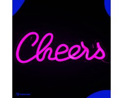 Neon Lamp - Cheers Roze - Incl. Ophanghaakjes - Neon Sign - Neon Verlichting - Neon Led Lamp - Wandlamp