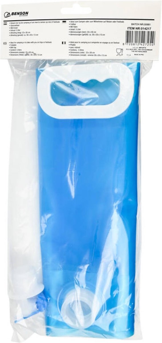 Benson Opvouwbare waterzak - 5 liter - met kraan - ideaal voor outdoor avonturen van Benson — afbeelding 3