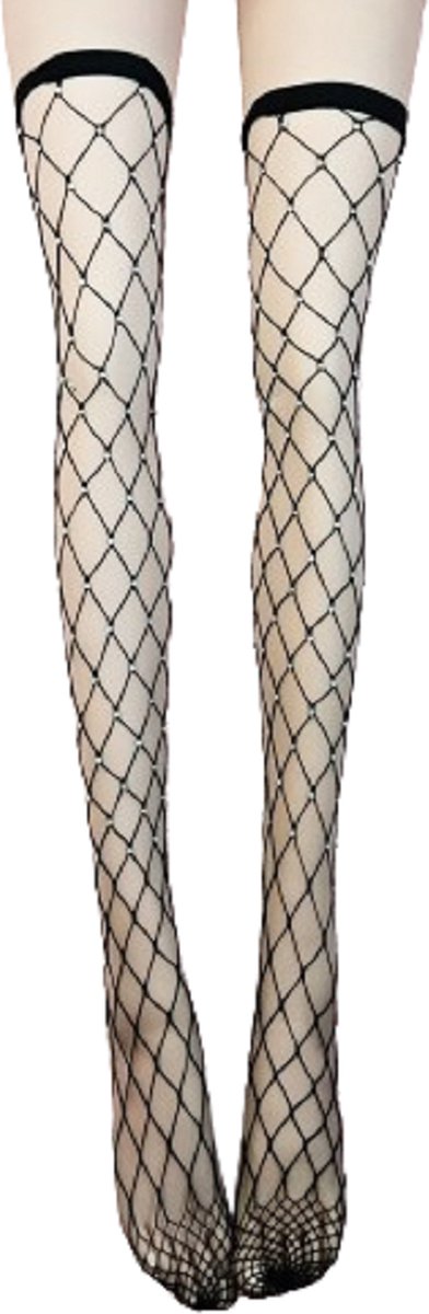 Goedkoopste BamBella® - Erotisch Gaas Panty kousen dames - Sexy hoge sokken met steentjes zwart