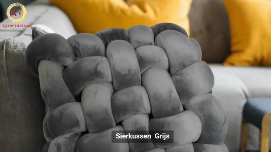 Glow Thuis - Sierkussen - Grijs - Fluweel- handgemaakte fluwelen kussens - 30x30 cm