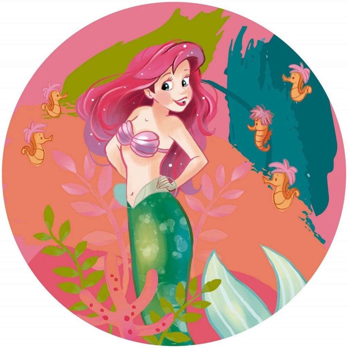 Fotobehang - Ariel Happy Coral 125x125cm - Rond - Vliesbehang - Zelfklevend