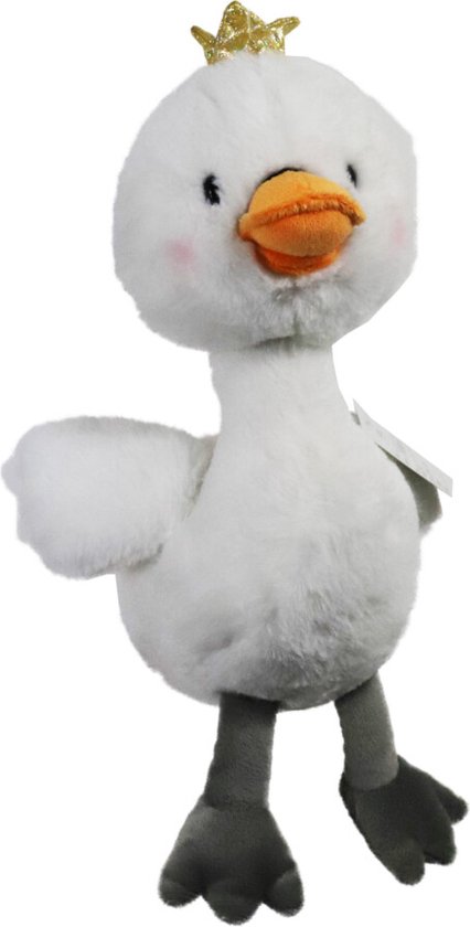 Boon Gans Pluche Wit met Kroon - Piep 38 cm