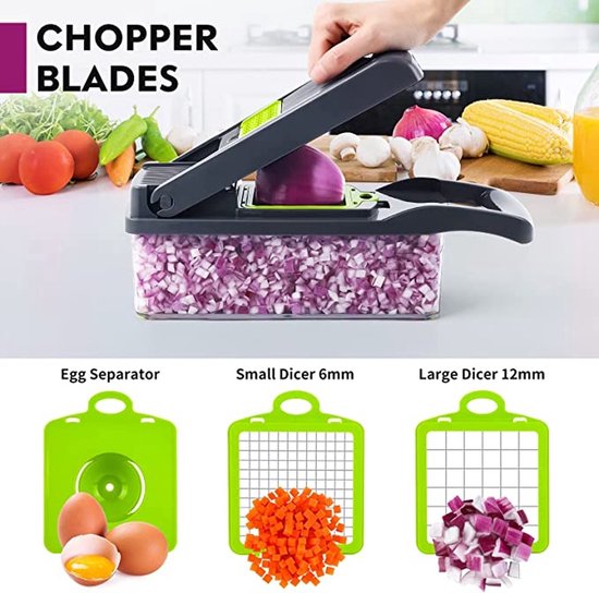 Vegetable Cutter - Groentesnijder Met Verschillende Mesjes - Met Schaal Mandoline Uiensnijder Frietsnijder Multifunctionele Groentensnijder Me 6