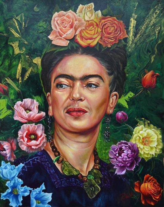 Schilderij dibond Frida Kahlo - Artprint op aluminium - breedte 60 cm. x hoogte 75 cm. - Kunst op dibond - myDeaNA