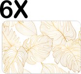 BWK Luxe Placemat - Wit met Gouden Palm Bladeren - Set van 6 Placemats - 45x30 cm - 2 mm dik Vinyl - Anti Slip - Afneembaar