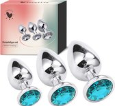 Lovellia Metalen Anaalplug - Set van 3 - Zilverkleurig / Blauw