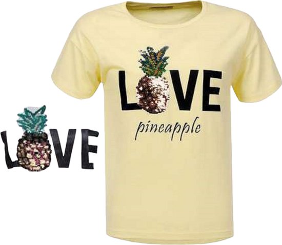 Glo-story T-shirt amour ananas jaune 152