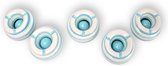 Set van 5 Gestreepte Aardewerken Stormasbakken - Turquoise - Diameter 11cm - Geschikt voor Binnen en Buiten - Perfect Cadeau voor Pasen