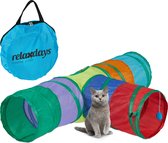 Tunnel pour chat Relaxdays 3 couloirs - pliable - pop-up - tunnel de jeu pour chats - avec sac