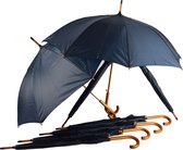 Stijlvolle Navy Blauwe Automatische Paraplu voor Volwassenen - Set van 8 met Houten Handvat | Waterdicht en Windproof | 98cm Diameter