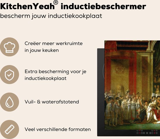 KitchenYeah® Inductie beschermer 81x52 cm - De kroning van Napoleon - Schilderij van Jacques-Louis David - Kookplaataccessoires - Afdekplaat voor kookplaat - Inductiebeschermer - Inductiemat - Inductieplaat mat