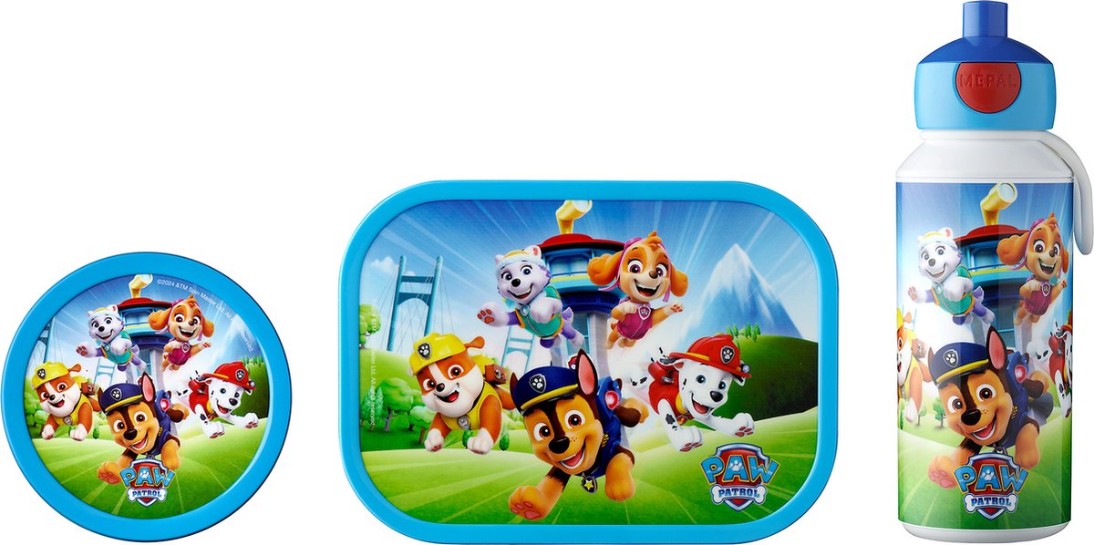 Mepal lunchset Campus – Broodtrommel, Drinkbeker en Fruitbox – Lunchset voor kinderen – Paw Patrol Pups