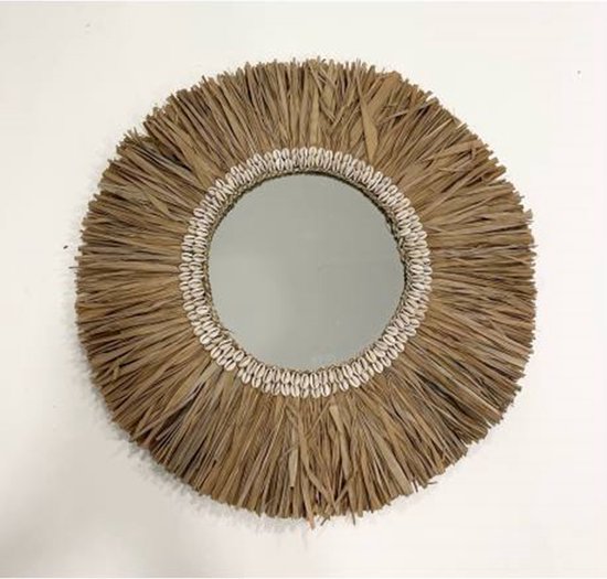 Mirror w shell/grass D60cm
