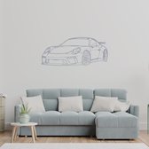 Porsche 911 GT3 RS model 991 Front - Silhouette - Metaalkunst - Grijs - 80cm - Auto Decoratie - Muur Decoratie- Man Cave - Cadeau voor man- Inclusief ophangsysteem