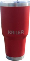 KRILER Cup - Premium RVS Thermosbeker - Autohouder Proof - 12U Warm & Koud - Lekvrij - BPA Vrij - 30oz / 0,88L - Rood