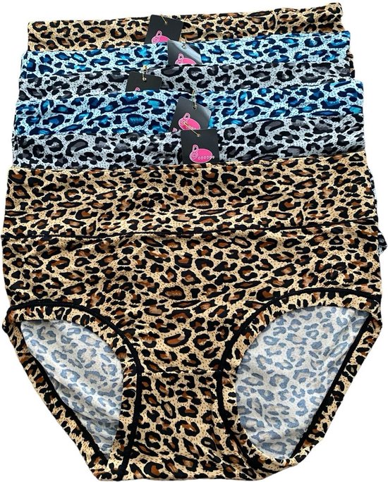 Lot de 6 slips femme unis et imprimé panthère M