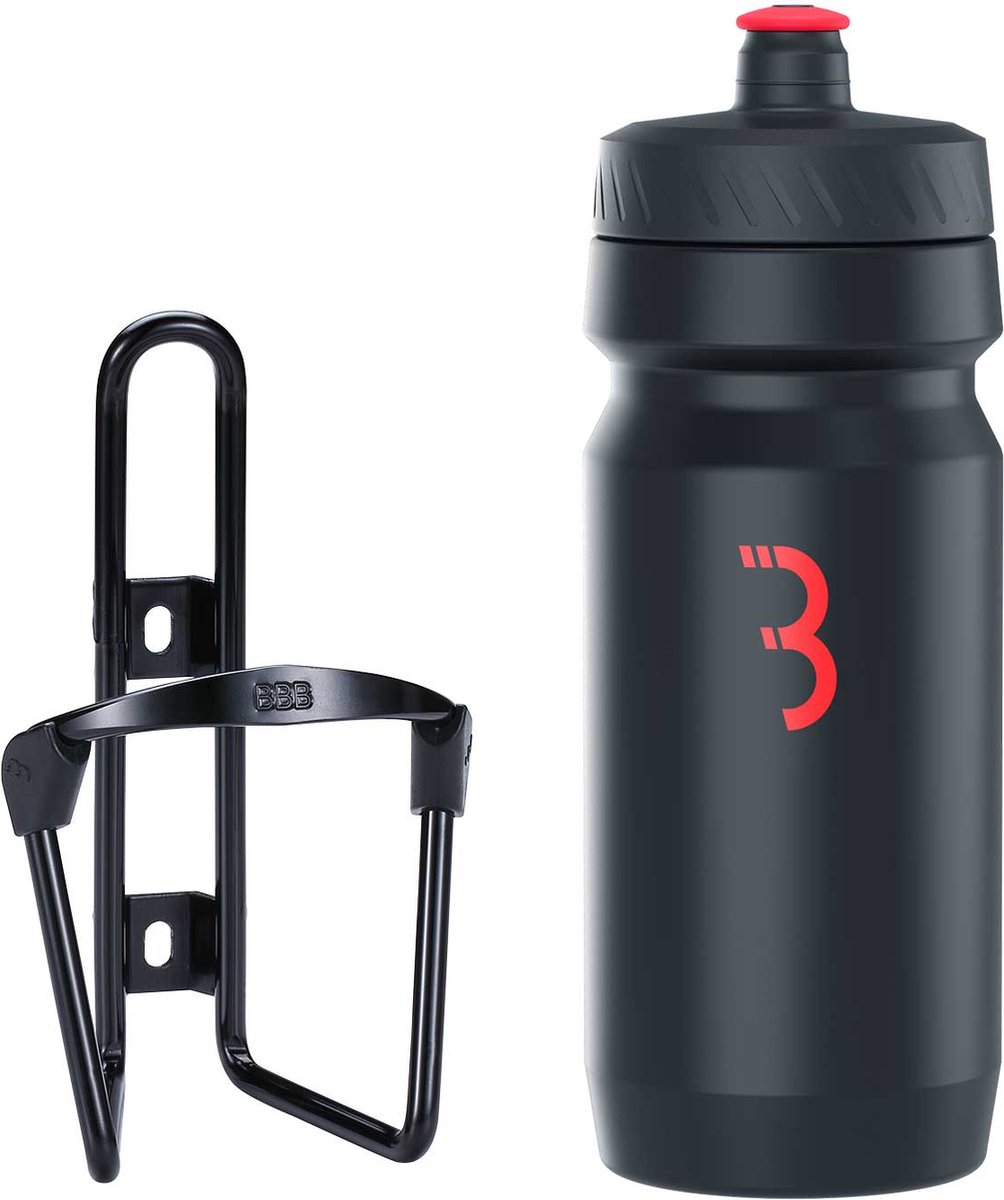 BBB Cycling FuelTank - Aluminium Bidonhouder met Bidon - 550ml - Zwart / Rood - Racefiets & Mountainbike - Drinkbushouder Fiets - BBC-03C