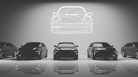 Porsche 911 Turbo Front - Silhouette - Metaalkunst - Wit - 60cm - Auto Decoratie - Muur Decoratie- Man Cave - Cadeau voor man- Inclusief ophangsysteem
