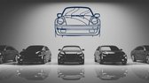 Porsche 911 Turbo Front - Silhouette - Metaalkunst - Blauw - 80cm - Auto Decoratie - Muur Decoratie- Man Cave - Cadeau voor man- Inclusief ophangsysteem