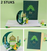 2 stuks 3D pop-up wenskaart Eid Mubarak-Inclusief envelop