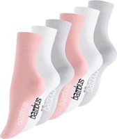 6 paar Bamboe sokken - Naadloos - Zachte sokken - Roze/Wit/Grijs 35-38