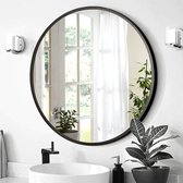 HSXL - Spiegels - Ronde Spiegel Zwart - 60 cm Groot - Grote Wandspiegel 60cm Rond - Industrieel / Modern Design - Badkamer - Slaapkamer - Woonkamer - Toilet