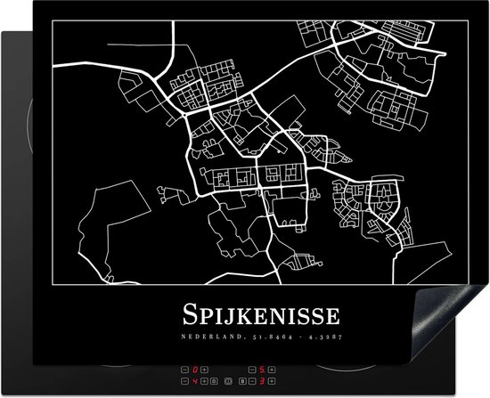 KitchenYeah® Inductie beschermer 65x52 cm - Spijkenisse - Kaart - Stadskaart - Plattegrond - Kookplaataccessoires - Afdekplaat voor kookplaat - Inductiebeschermer - Inductiemat - Inductieplaat mat