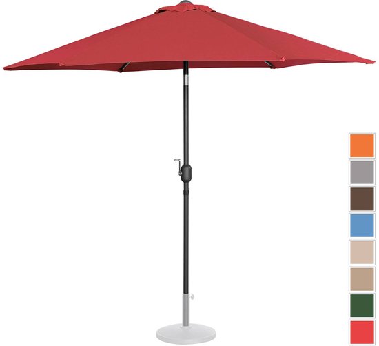 Uniprodo Grote parasol - bordeaux - zeshoekig - Ø 270 cm - kantelbaar
