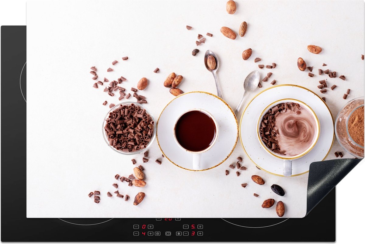 KitchenYeah® Inductie beschermer 81.6x52.7 cm - Koffie - Koffiebonen - Chocolade - Kookplaataccessoires - Afdekplaat voor kookplaat - Inductiebeschermer - Inductiemat - Inductieplaat mat