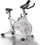 Clixify Hometrainer - Spinning fiets - Spinning bike - WIT - Indoor Cycle - Fitness Fiets - Sport fiets voor thuisindoorfiets GH-707 - Professionele Indoor Cycle - met LED-display en Bidon houder - Max.150 kg - Wit