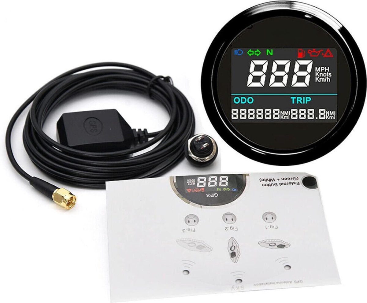 Compteur De Vitesse GPS 52mm Numérique Étanche - MPH/Km/h Pour Voiture Moto Bateau Camion