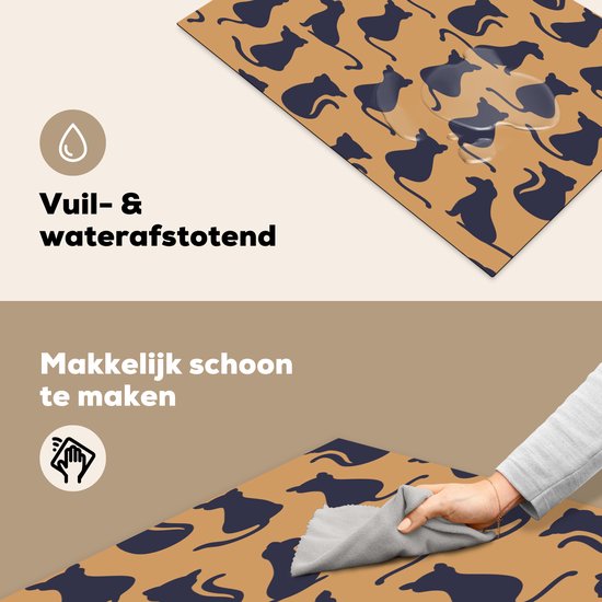 KitchenYeah® Inductie beschermer 76x51.5 cm - Patroon - Kat - Silhouette - Jongens - Meisjes - Kinderen- Kind - Kookplaataccessoires - Afdekplaat voor kookplaat - Inductiebeschermer - Inductiemat - Inductieplaat mat