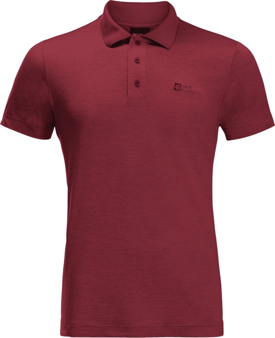 Jack Wolfskin TRAVEL POLO M Heren Outdoorshirt - deep ruby - Maat XXL