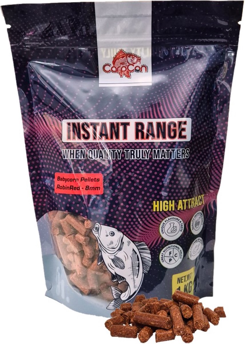 Babycorn Pellets 'Robin Red' 8mm - 1kg - Karper/Witvis Pellets - Lokvoer/Aas voor Vissen