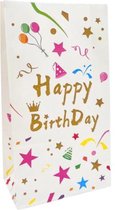 10x Happy Birthday Cadeauverpakking - Cadeauzakjes - Traktatie Uitdeel Bags - Uitdeel zakjes - Craft Gift Bags - 13 x 8cm - 10stuks - Papier -
