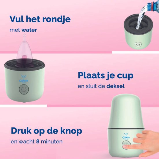 Clean Bum Menstruatiecup Sterilisator - Menstruatiecups Reinigen - Stoomreiniger - Groen - Alle Maten Cups - Clean Bum