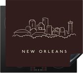 KitchenYeah® Inductie beschermer 57.6x51.6 cm - Een illustratie van de stad New Orleans in lijnen - Kookplaataccessoires - Afdekplaat voor kookplaat - Inductiebeschermer - Inductiemat - Inductieplaat mat