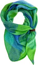 LOT83 Sjaal Iris - Vegan leren sluiting - Omslagdoek - Ronde sjaal - Groen, blauw, donkerblauw - 1 Size fits all