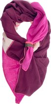 LOT83 Sjaal Kim - Vegan leren sluiting - Omslagdoek - Ronde sjaal - Roze, paars, beige - 1 Size fits all